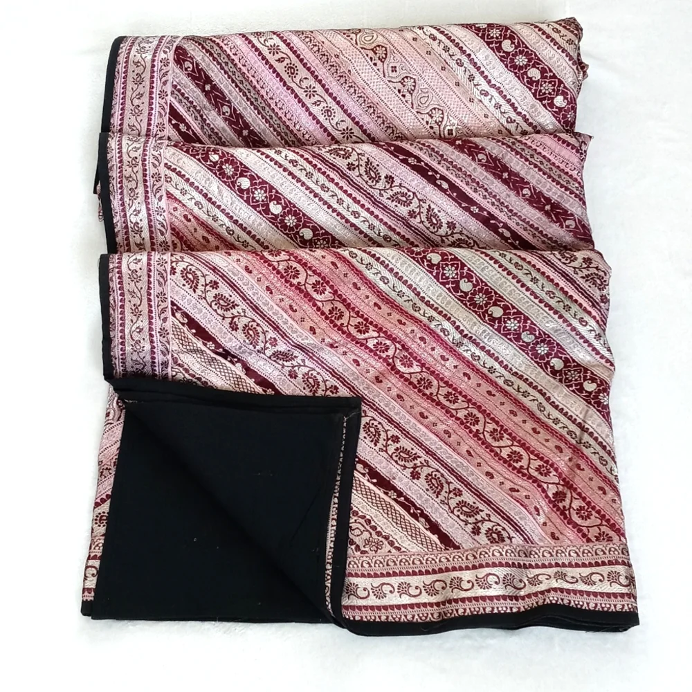 Gorgeous Silk Iridescent Pink Patchwork Tapestry Bedspread/ Coverlet from India